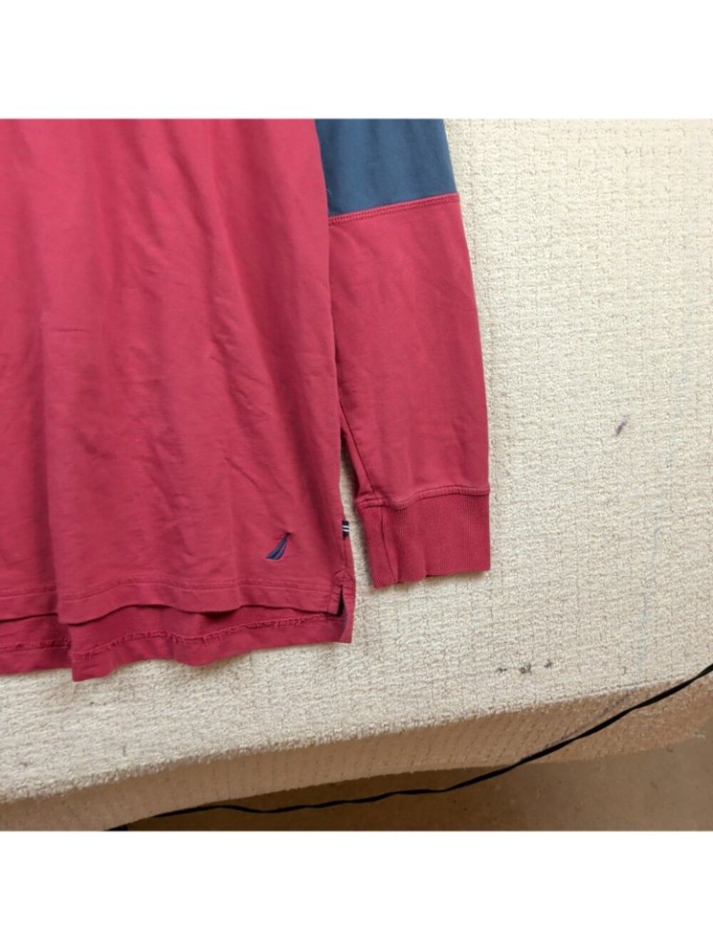 Nautica Rugby Quarter Zip Pullover Shirt Mens Size L Color block Preppy Red - Picture 4 of 11